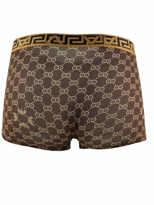 Men's 4-Piece Polyester Boxer Briefs Set - Luxury Geometric & Monogram Patterned, Multi-Color Assortment Underwear — image 3