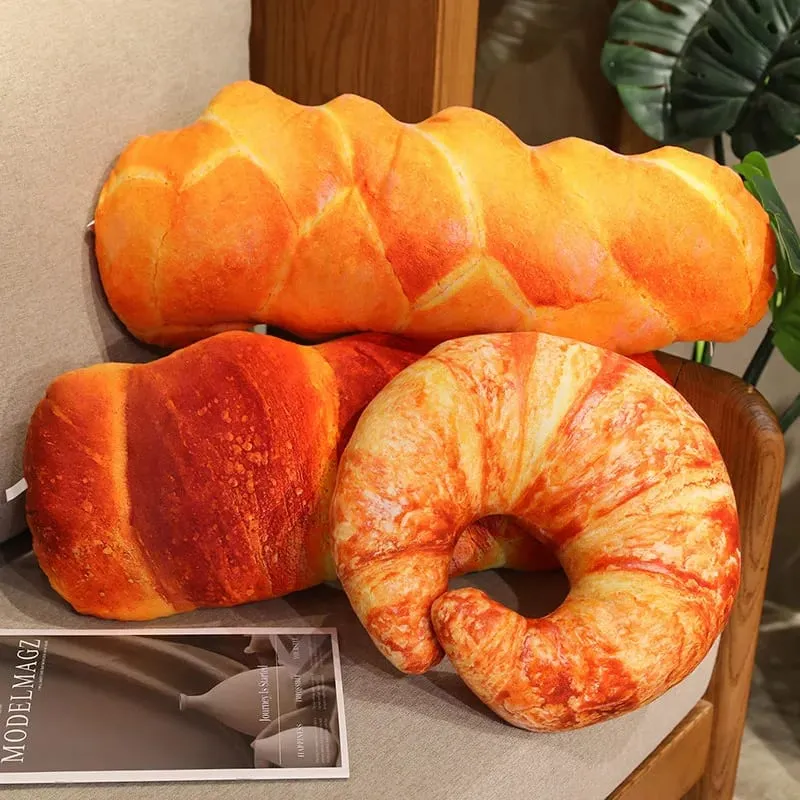 20/40/60cm Simulation Bread Plush Pillow Stuffed Baguette Croissant Hot Dog Toasted Bread Plushie Food Cushion Home Decor Gift — image 9