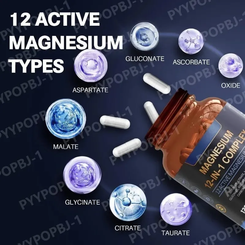 Magnezyum Kapsülü Glisinat Sitrat ve Aspartat Vb Kompleksi Takviyesi Gevşeme Kas Kalp Sağlığı Desteği 120 Sayısı İçerir — image 2
