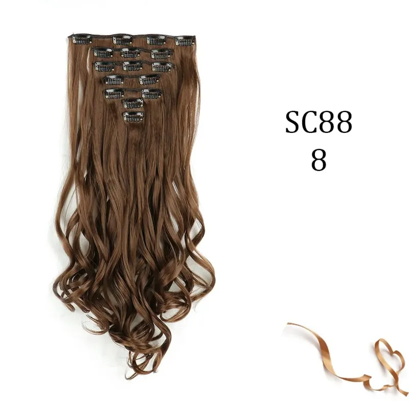 Synthetic 16 Clips In Hair Extension Long Straight Hair Fake False Hairpiece Clip In Hair Extension — image 16