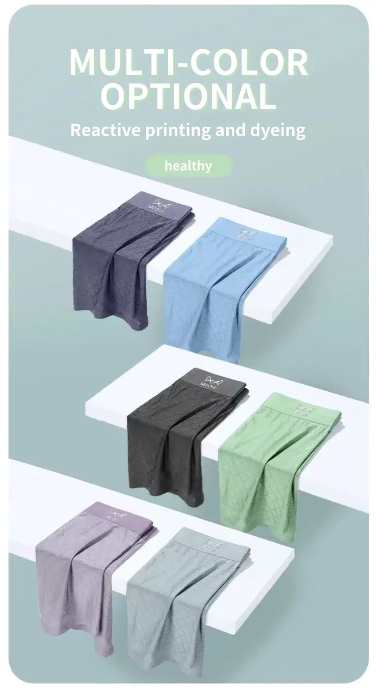 MiiOW 4Pcs Breathable Mesh Men Underwear Boxers Men's Panties 3A Antibacterial Men Underpants Soft Dry Seamless Man Boxer Briefs — image 6