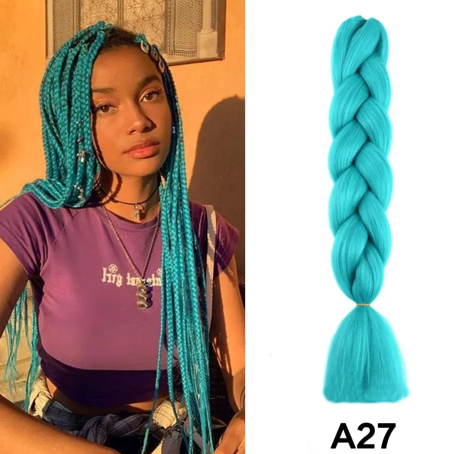 24 Inch Synthetic Jumbo Braid Pure And Ombre Braiding Hair Extensions For Women DIY Jumbo Hair Braids Black Green Gray Brown — image 30