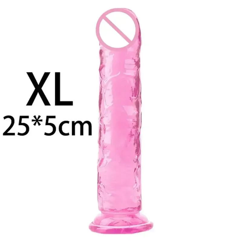 Cheap Women Erotic Anal 5 Colors Big Transparent Dildo Suction Cup Jelly Dick Sex Toys Soft Clitori Vaginal Masturbators Penis — image 20