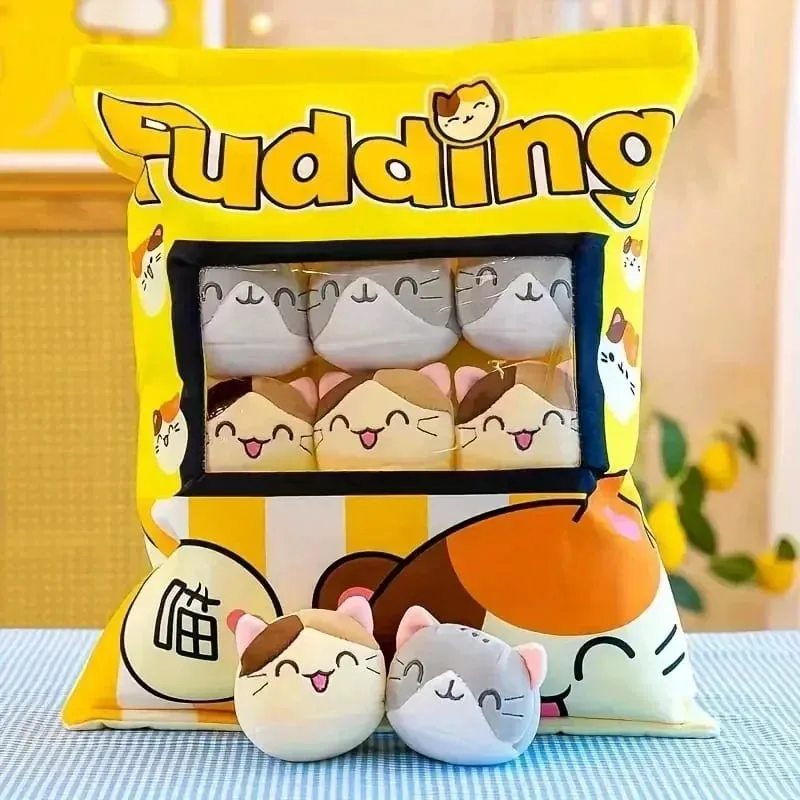 Cute Cat Rabbit Snack Pillow Pudding Decorative Stuffed with Mini Animal Cat Dolls Pudding Plush Toy Kawaii Plush Pillow Gifts — image 10