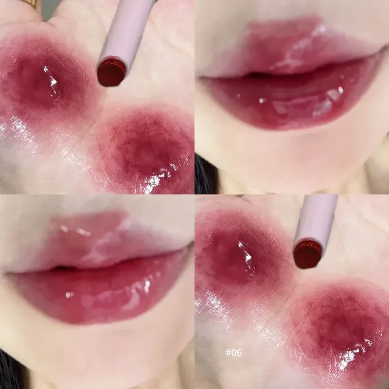Rose Pink Solid Lip Gloss Mirror Lips Plumping Moisturizing Lipstick Nourishing Water Light Lip Tint Red Lip Glaze Korean Makeup