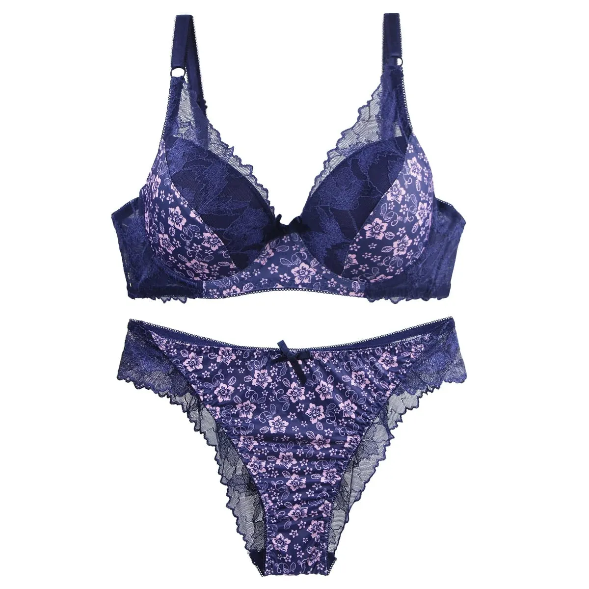 2024 New Thin Mode Cup Push Up Bras Set BCDE White burgundy Beige Black Green Blue Push Up Underwear For Women — image 5