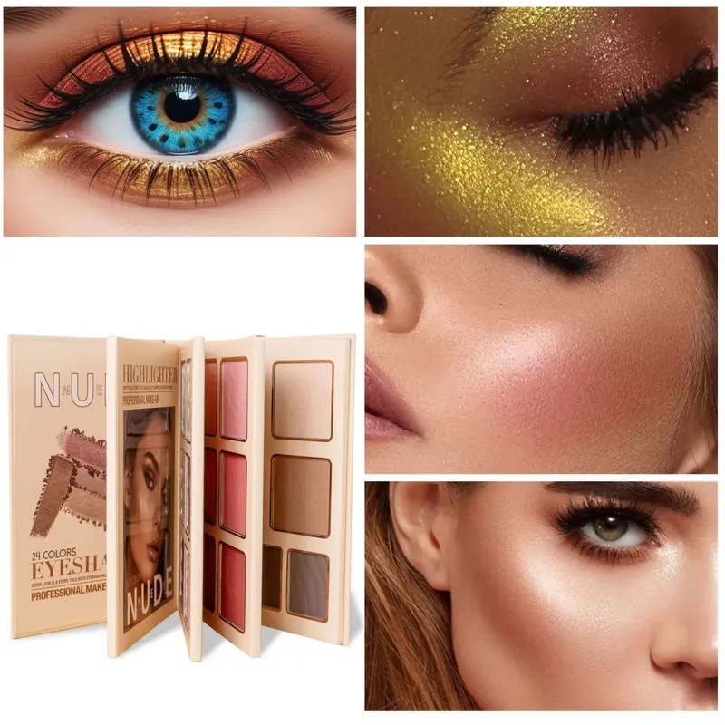 Multi‑Page All‑In‑One Nude Makeup Book Kit Eyeshadow Blush Highlighter & Contour Powder Palette — image 2
