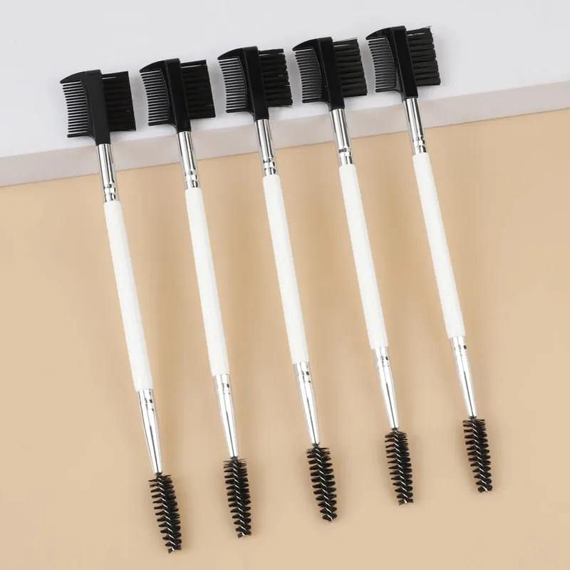1/2/5 Uds 3 cabezas moldeador de pestañas cepillo de doble cabeza herramienta de aseo de maquillaje cosmético con 3 cepillos Spoolie diferentes — image 12