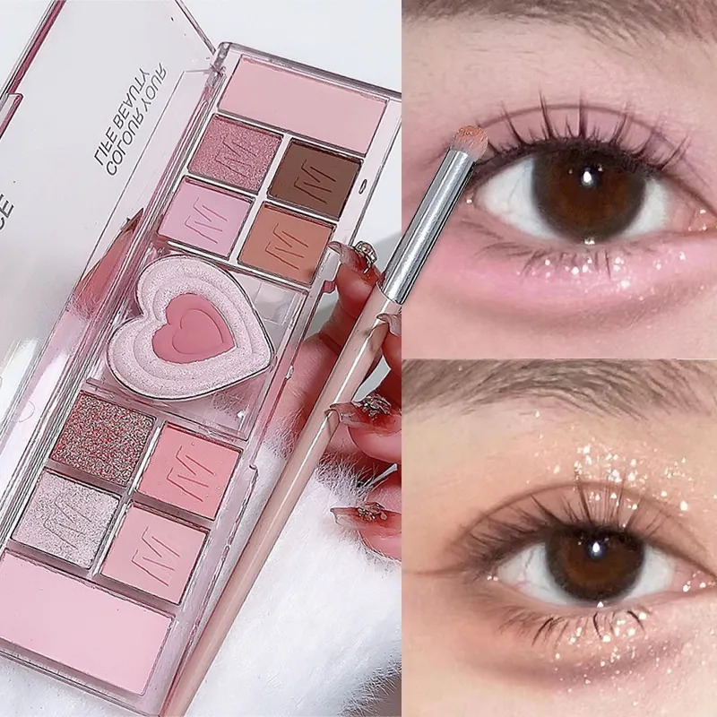12Colors Love Heart Pink Eyeshadow Palette Natural Cool Tone Low Saturation Matte Eye Shadow Pallet Brown Korean Makeup Cosmetic — image 2