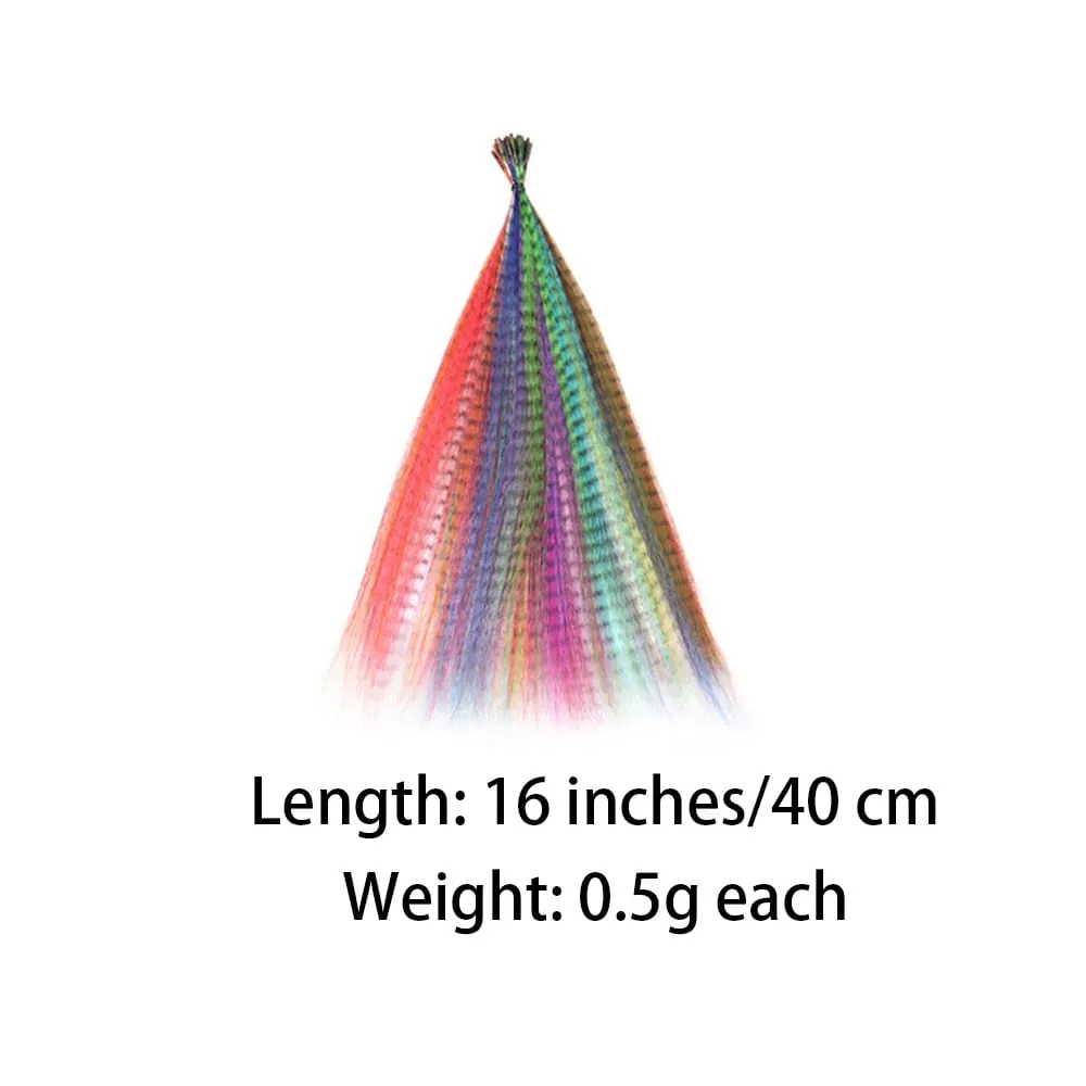 Synthetic Colored I-Tip Faux Feather Hair Extensions 16" 10 Strands/Pack Women's Heat Resistant Fiber Wig Accessories — image 3