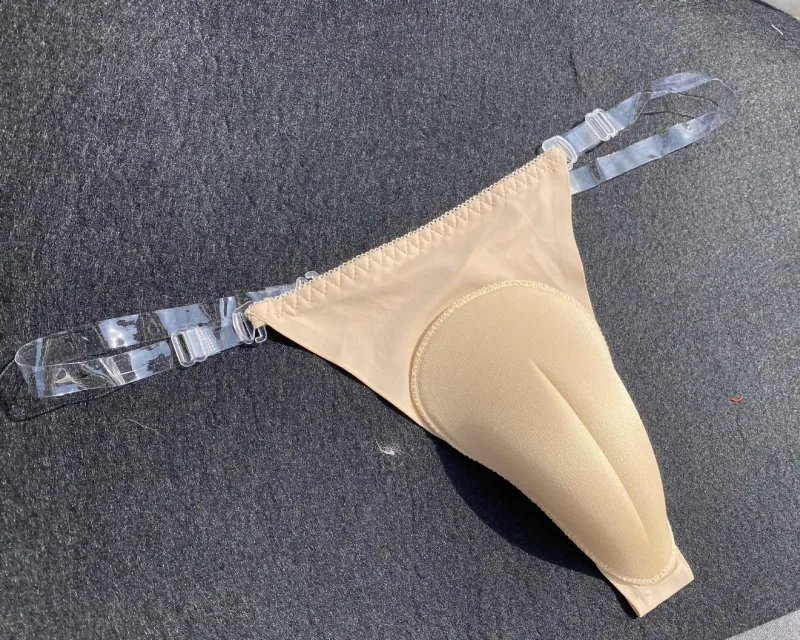 Men's Detachable Adjustable Transparent Silicone Elastic Straps T-back Camel Toe Control Thong Gaff TG Crossdresser Panty