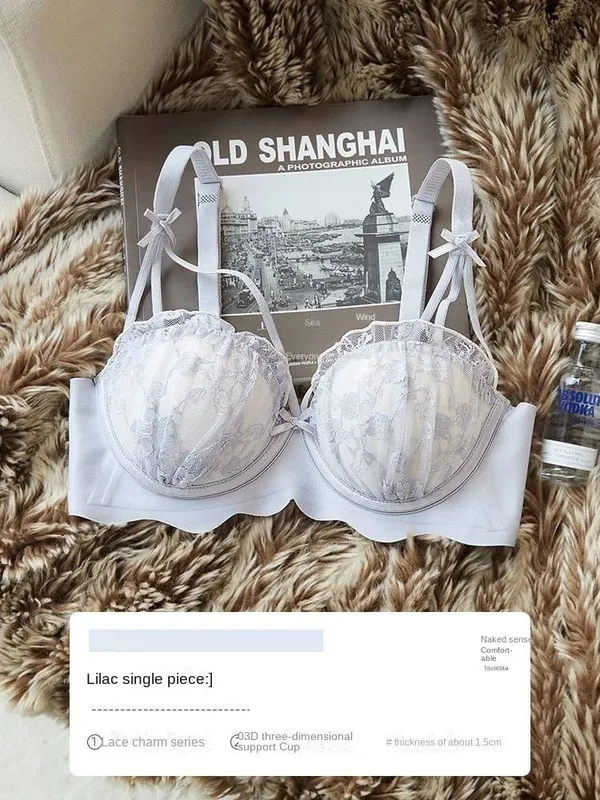 Push-up Women with Small Breasts Showing Large Flat Chest Special Thickened Breast Anti-sag Bra Cover Lace Underwear Set — image 9