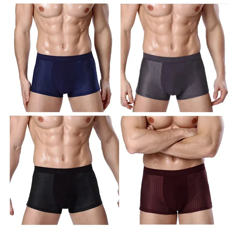Plus Size 8XL Bamboo Boxer Shorts for Men 4-Pack - Breathable Moisture Wicking Anti Chafing Underwear, Solid Color Comfortable T — image 3