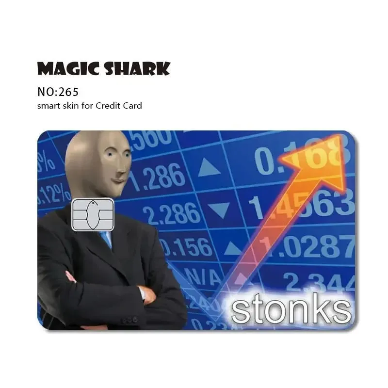 Magic Shark Dog Meme Hunter Snake Stonks 3M Matte PVC Front Sticker Film Cover Skin for Bank Debit Credit Card — image 14