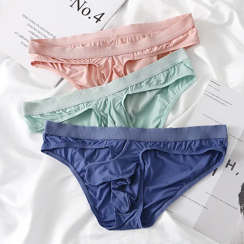 Men's Ice Silk Briefs Summer Transparent Seamless Quick-drying Man Breathable Panties Ultra-thin Underwear