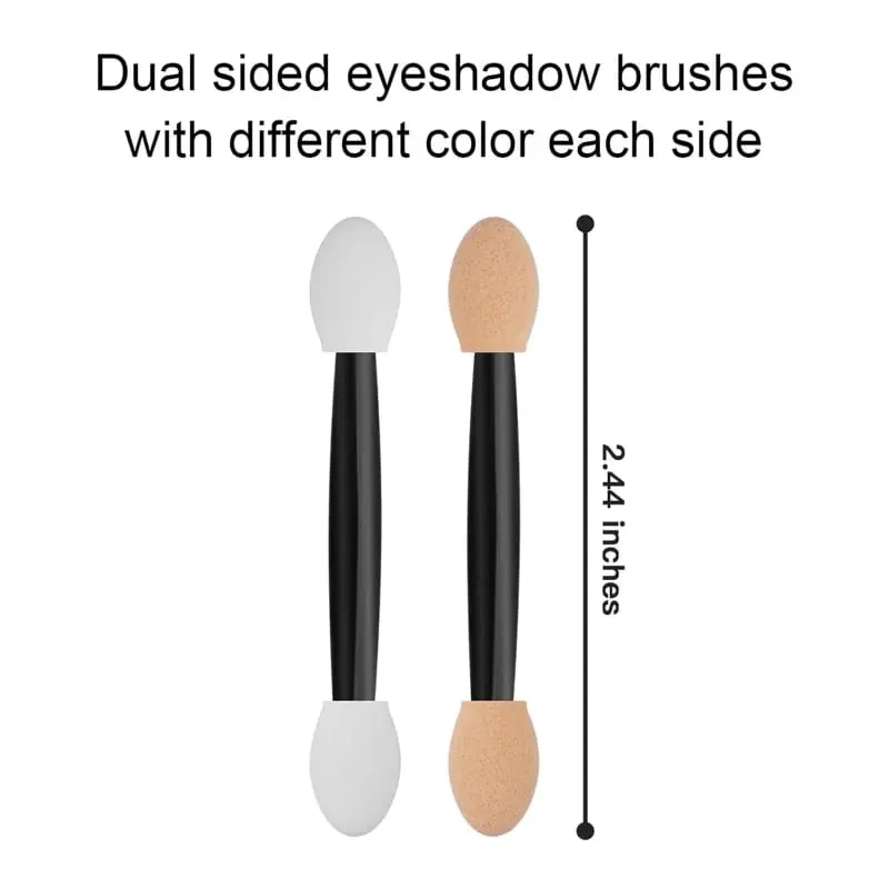 Cuttte 50/100PCS Disposable Dual Sides Eye Shadow Sponge Applicators with Container Length Eyeshadow Brushes Makeup Applicator — image 3