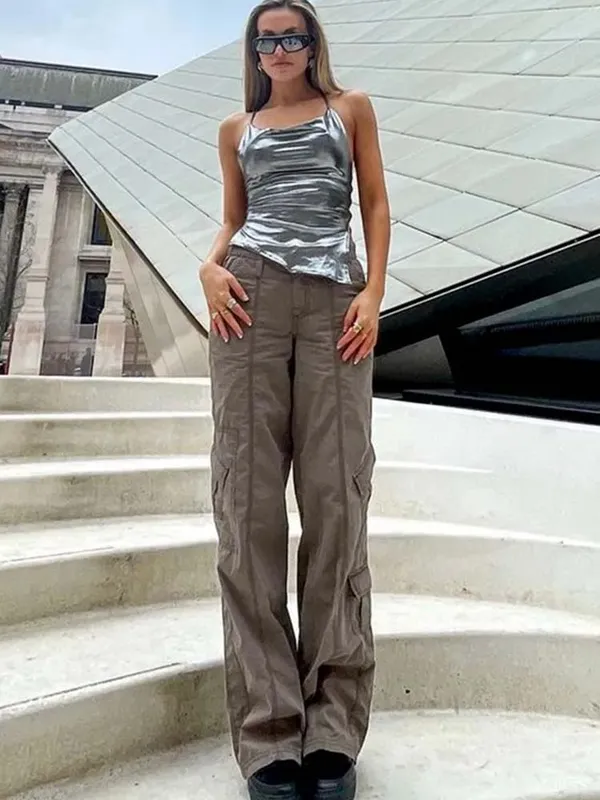 Solid Color Shiny Bodycon Sexy Style Vest Top 2024 New Summer Ladies Camisole Casual Basic