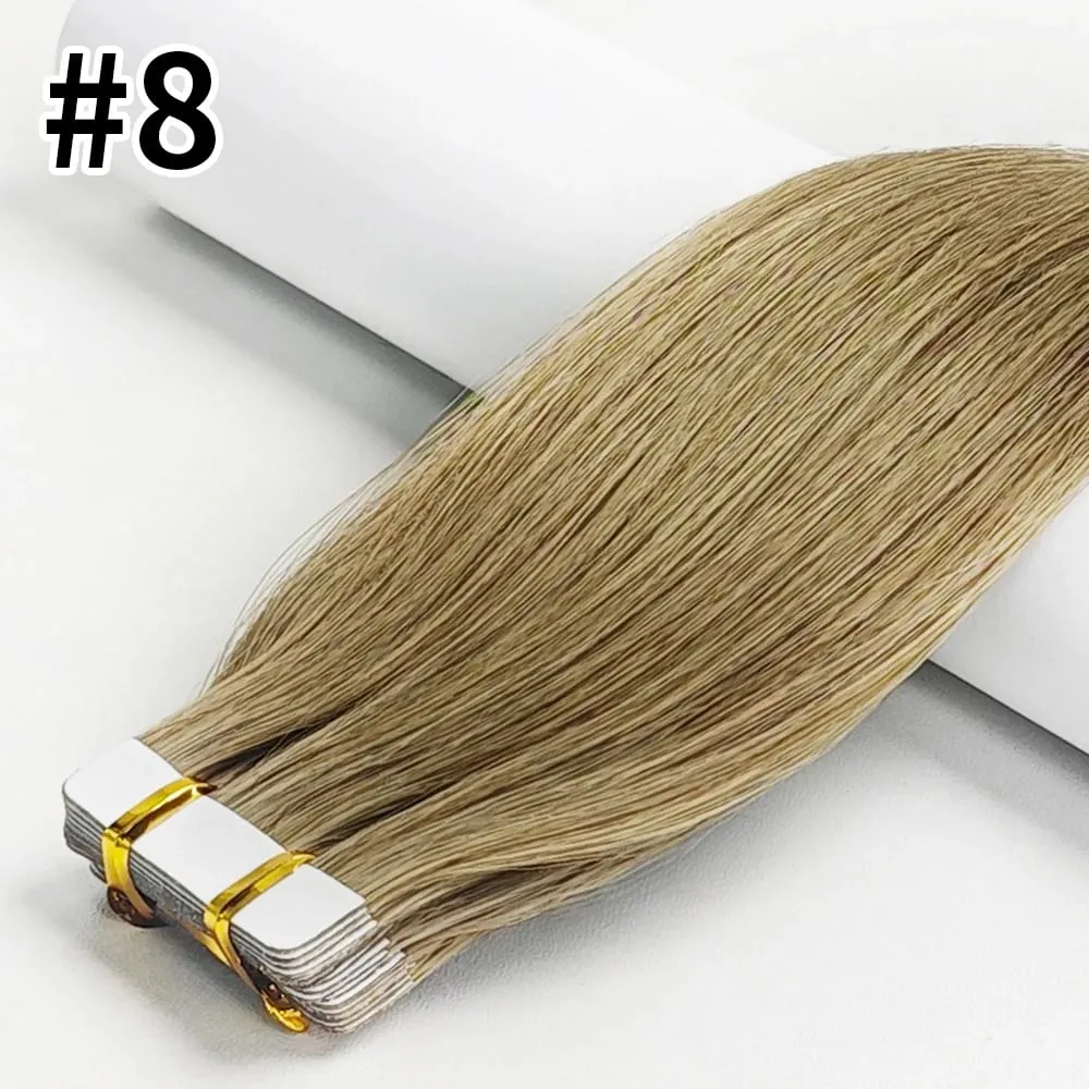 Straight Tape In Extensions 50G/20Pcs Skin Adhesive Invisible Glue #1B Tape Ins Brazilian Remy 100% Human Hair On Salon Quality — image 14