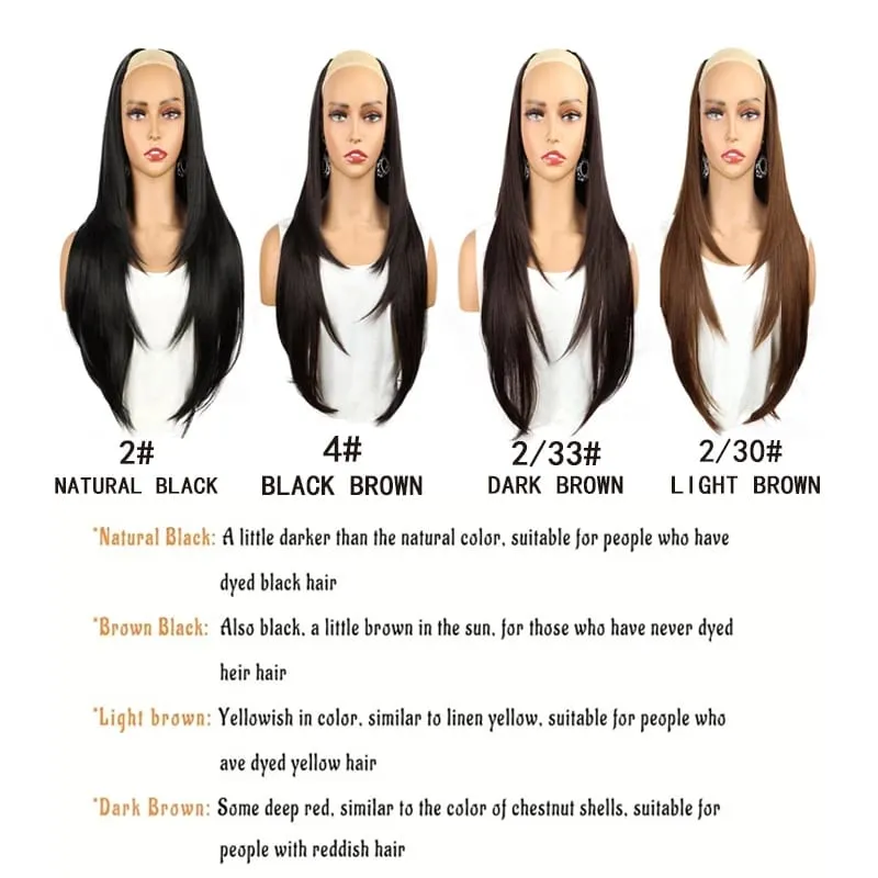 22Inch Synthetic Hair Extensions Blends Well Long Layered Straight Wavy V-Shaped Hairpieces Brown Hair Extension