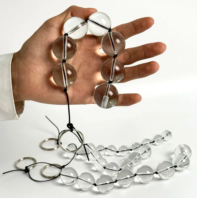 New Glass Anal Trainer Toy with Ring Vagina Plug Butt Plug Anal Beads Prostate Massager - Sex Toys for Anal