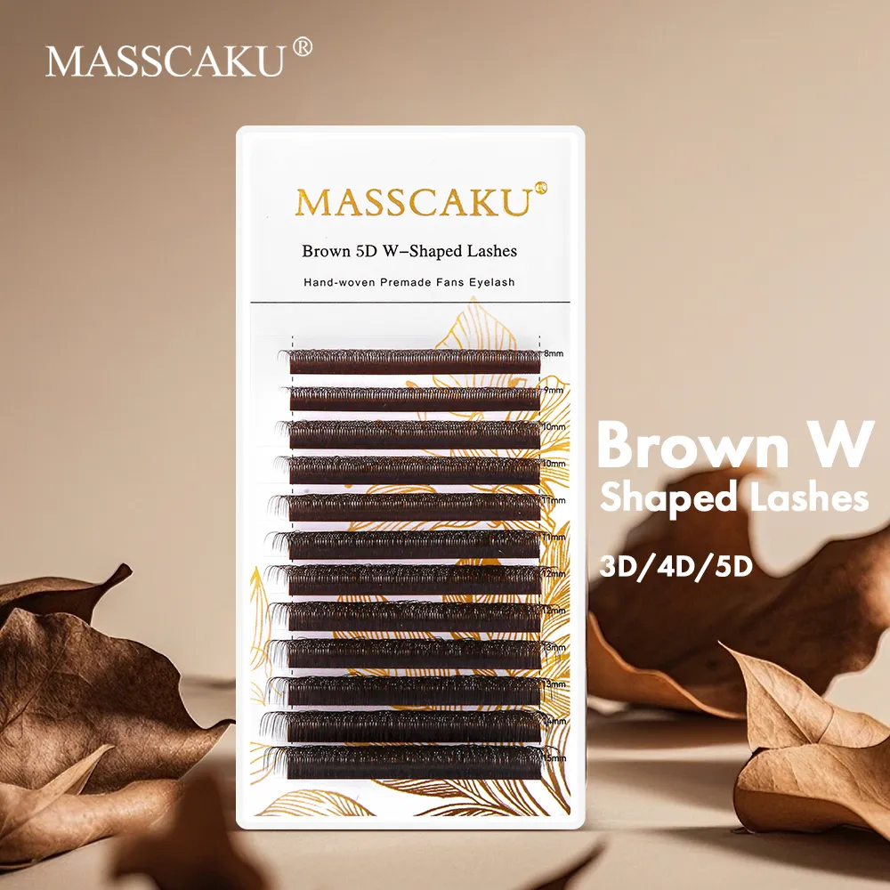 Brown 3D/4D/5D W-Shaped Eyelash Extensions 8-15mm Mix Length Hand-woven Premade Volume Fans Eye Lashes Makeup Products — image 2