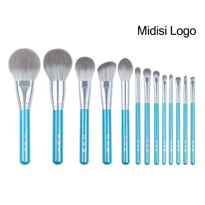 13pcs/set Blue Makeup brushes whole set Big Powder Blusher sculpting Eyeshadow make up kit smudge highlighter eyebrow lip brush