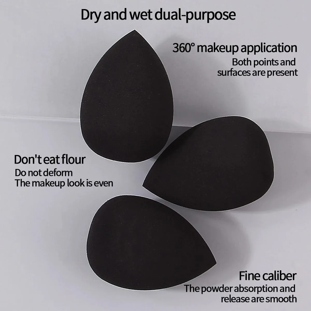 Multi-Specification Best-Selling Black Makeup Sponge Beauty Egg Set High Resilience and No Powder Sticking Facial Makeup Tools