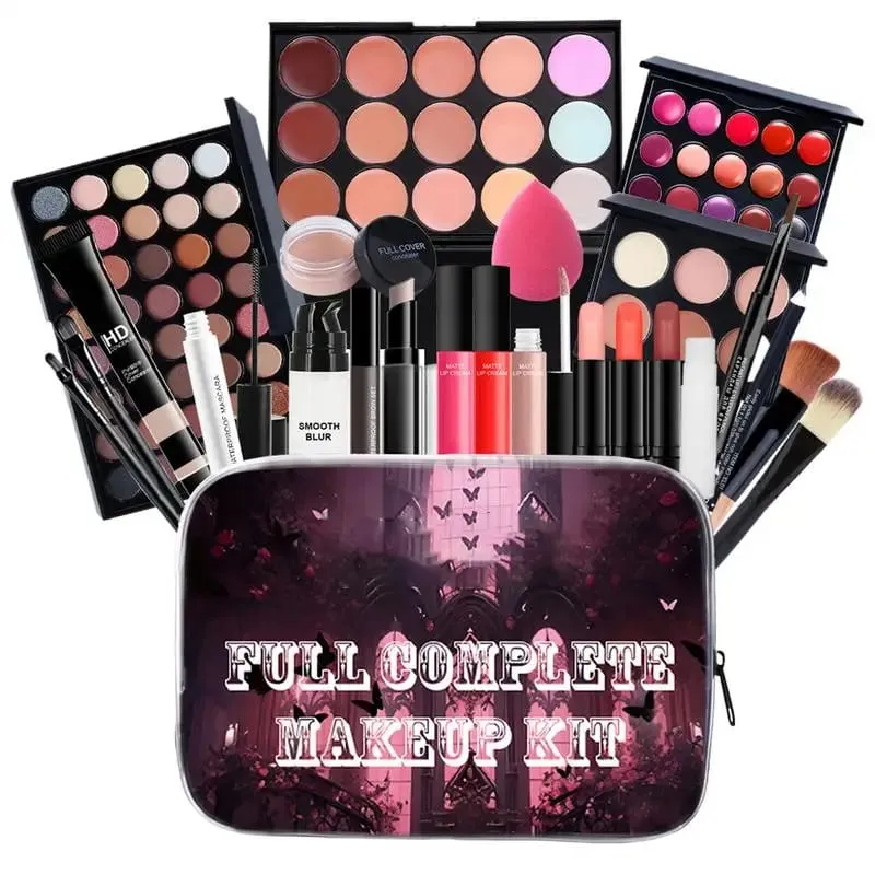 Makeup Kit Foundation Concealer Full Makeup Kit Eyebrow Pencil Foundation Concealer Eyeshadow Primer Brush Pressed Powder