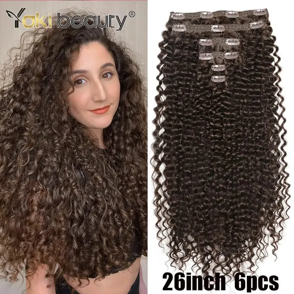 Synthetic Kinky Curly Clip-in Hair Extensions 26'' Super Long Water Wave Clip In Hair 160-200grams 4 Pcs Full Head Hair Pieces — image 13