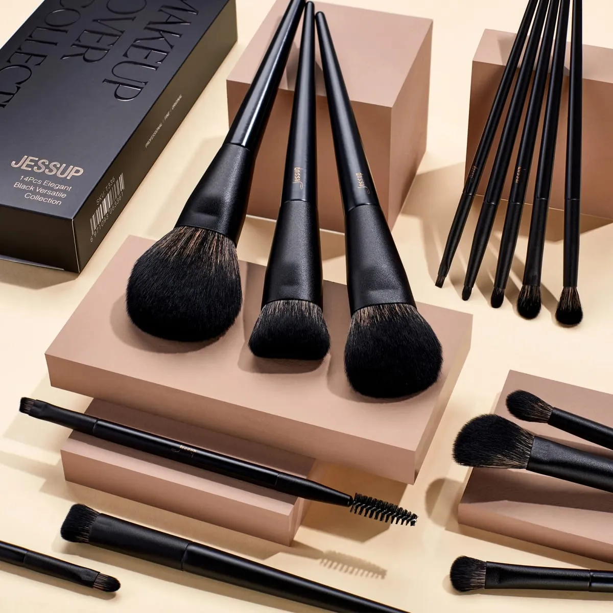 Jessup Makeup Brushes Set 10-14pcs Make Up Brush Contour Foundation Powder Eyeshadow Highlight Blending Concealer Liner T336
