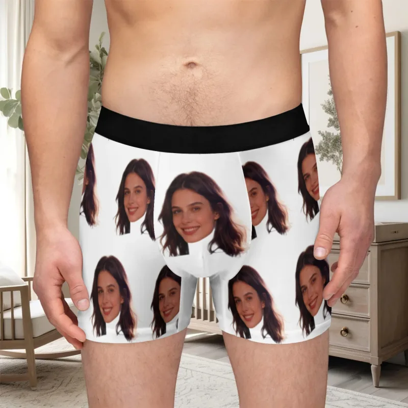 Foto del viso personalizzate, biancheria intima personalizzata, regalo di San Valentino da uomo con angoli piatti, per il marito, regalo di anniversario per il padre
