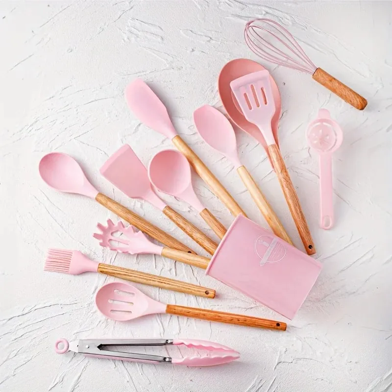 14pcs silicone utensil set with plastic holder — image 10