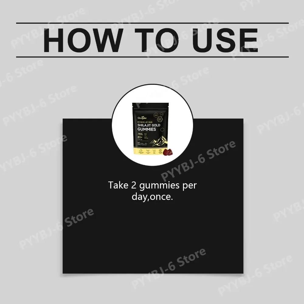 Himalayan Shilajit Gold 60 Gummies Minerals Formula תומכת בחיזוק אנרגיה וחיוניות הגוף תוסף תזונה טבעי — image 6