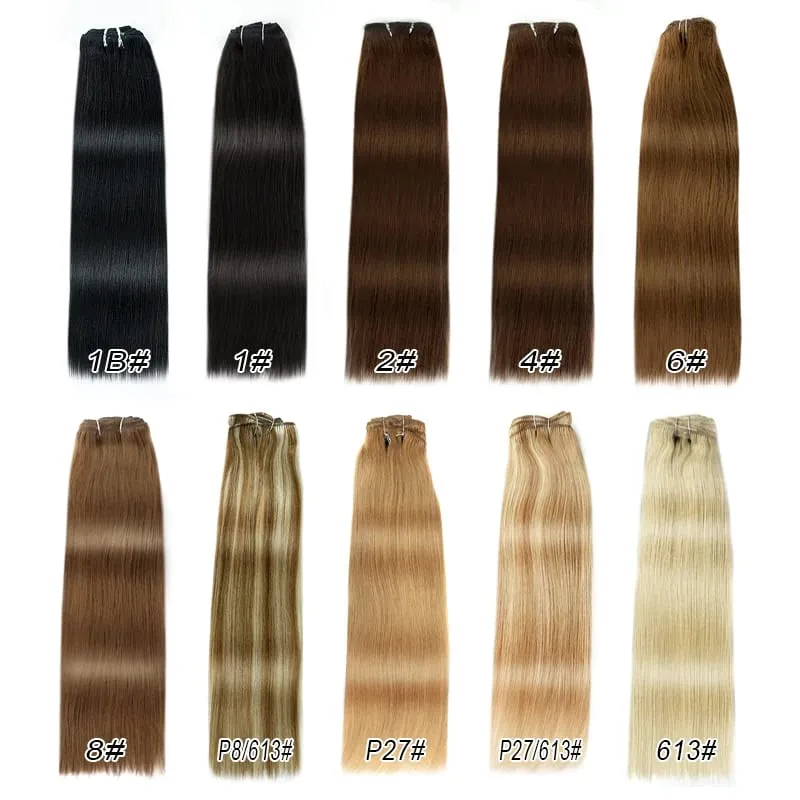 100% Real Human Hair Blonde Clips In Hair Extensions Bundles Natural Black Bulks Blonde 613 Piano Colored Brazilian Hair 30 inch — image 5