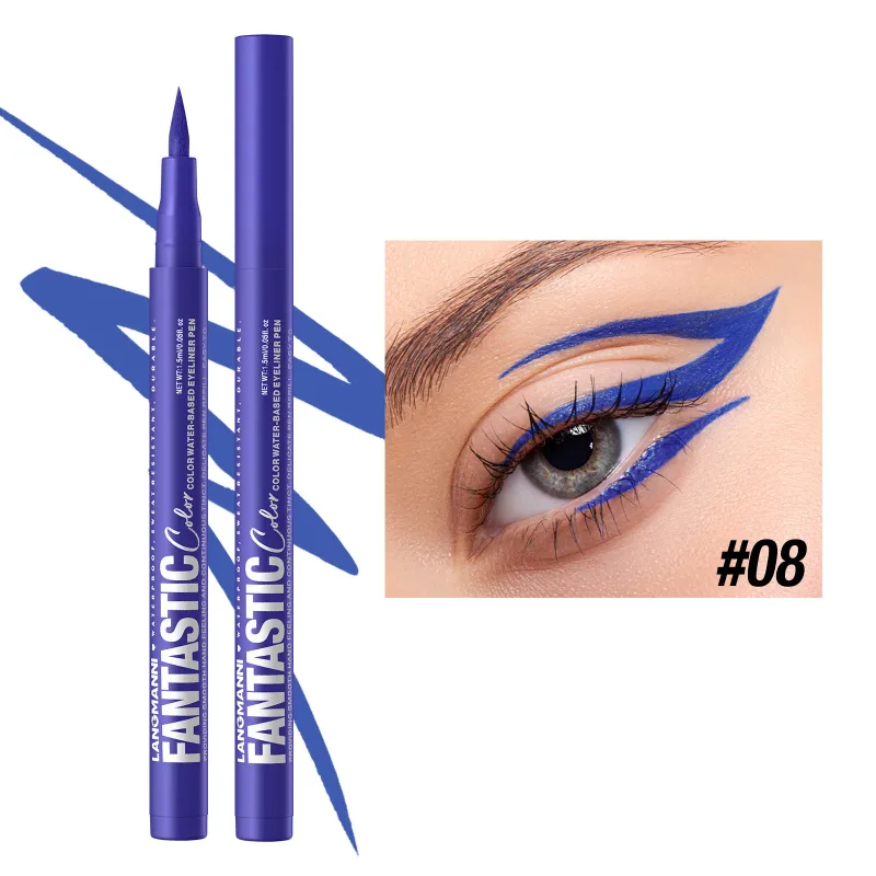 Matte Blue Black Liquid Eyeliner Pen Waterproof 12 Colors Ultra-thin Colorful Eyeliner Smooth Quick-Drying Eye Liner Pen Makeup