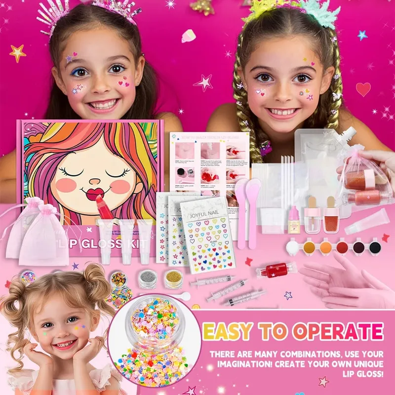 Lip Gloss Base Set Lip Gloss Making Kit Diy Lip Gloss Kit Moisturizing Nourish for Girl Kids Gifts Lip Gloss Pack Set Cosmetics