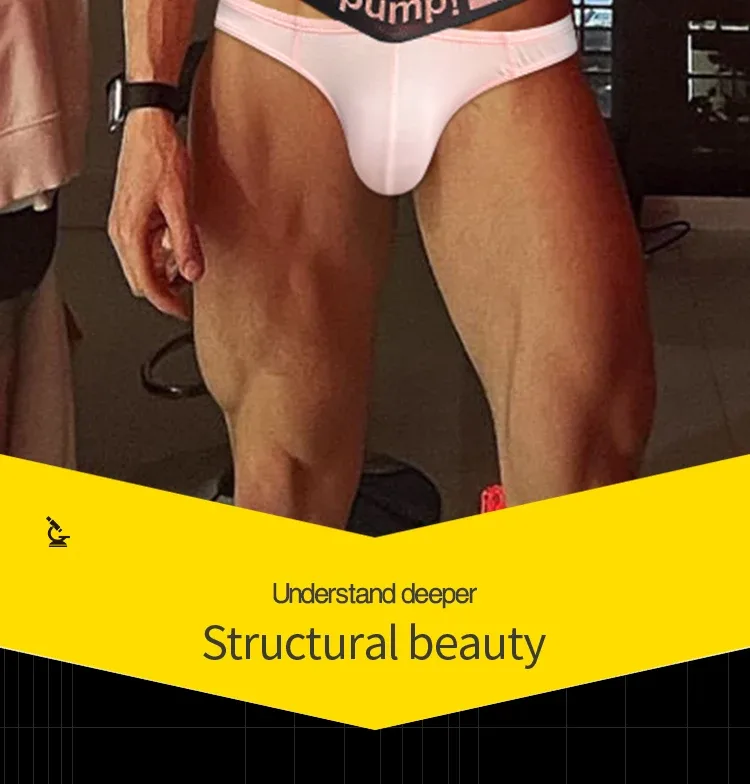 Segitiga Kecil Trendi Pria Remaja Pinggang Rendah Pas Badan Pengangkat Pinggul Pita Elastis Gradien Merah Muda V-neck Menggantung — image 8