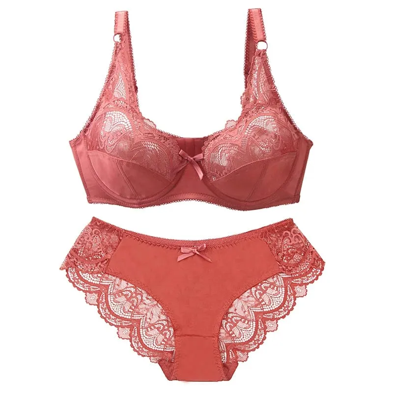 2026 New Sexy BCDE Bras Set Push Up Underwear For Women Lace Bow Red White Purple Green Black Beige Plus Size Lingerie — image 2