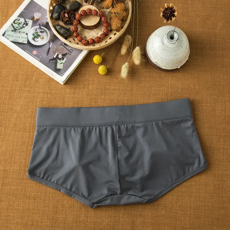 Men's flat-angle milk silk underwear comfortable and skin-friendly breathable silky smooth quick-drying low-rise boxers — image 12