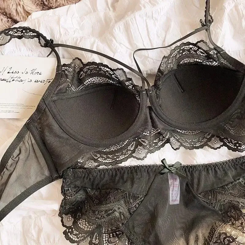 Adjustable Lace Bralette for Small Chest Bra Set Removable Straps & Thin Padding Soft Wire Comfort Muslim Girls Underwear — image 6