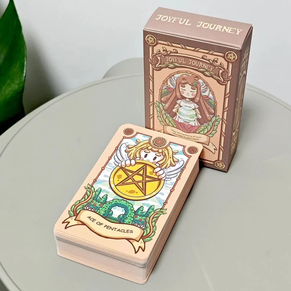 Jeu de Tarot de voyage joyeux 10.3x6cm, système Rider-waite, jeu de Tarot mignon de dessin animé, 79 cartes (comprend 1 carte spéciale)