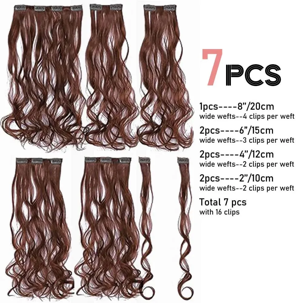 22 Inch Elegant Sexy Hair Curly Extensions 7Pcs/Set 16 Clips Long Curly Wave-Body Wave Hair Extensions Clip In Hair Extensions — image 5