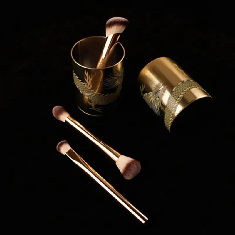3pcs/set Hourglass Makeup brushes Powder Foundation Blush Concealer Make up brush with Dragon cosmetic bucket Storage box — image 4
