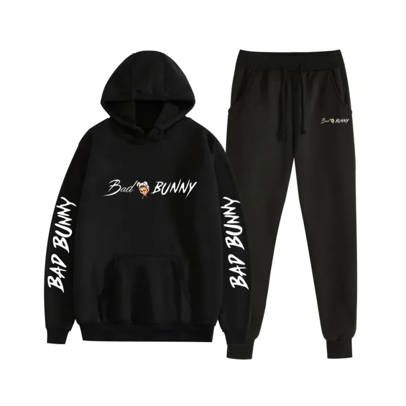 Costume Harajuku confortable imprimé mauvais lapin, sweat-shirt et pantalon de survêtement pour femmes, sweat à capuche + pantalon, ensemble 2 pièces pour garçons/filles — image 39