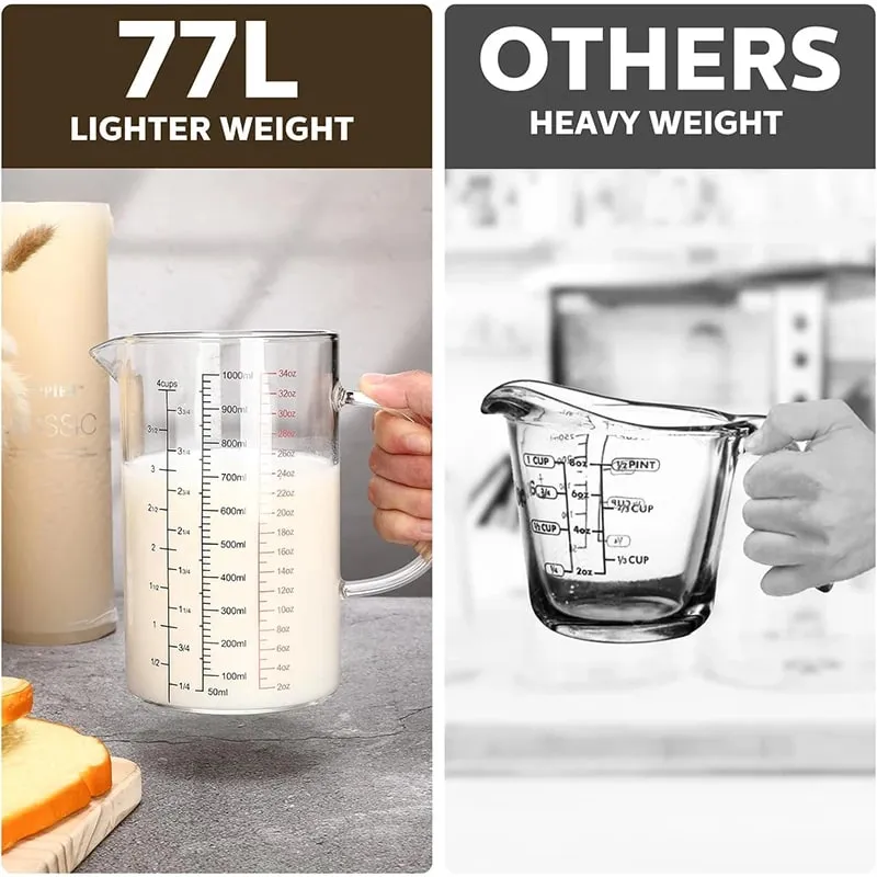 Mataas na Borosilicate Glass Measuring Cups Clear Glass Scale Cup With Handle V Shaped Spout Kitchen Glass Measuring Beaker — image 5