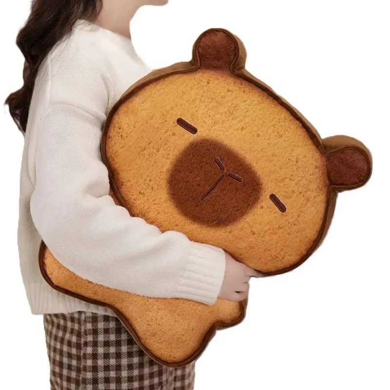 Kawaii Plush Biscuit Capybara Throw Pillow Cute Capibara Cake Cookie Toast Keychain Sofa Cushion Nap Sleeping Toys Birthday Gift — image 2