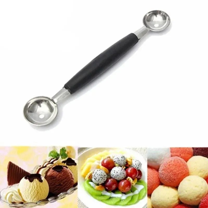 1PC Multi functional ice cream scoop Stainless steel double headed fruit ice cream scoop Watermelon Ball Digger Kitchen tools