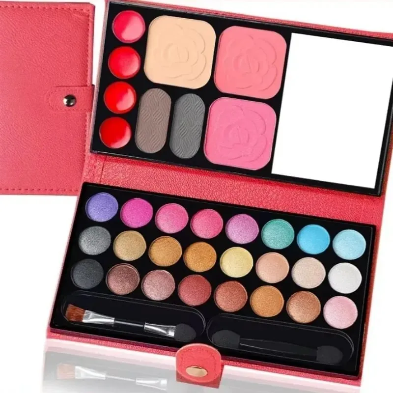 Eye Shadow Powder Blush Lipstick Lasting Cosmetics Makeup Set with Mirrors for Beginner Kids Travel Portable Palettes 33 Colors — image 2