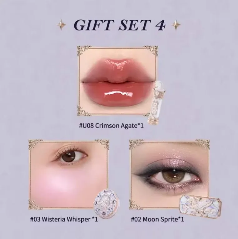 Flowerknows Gift Box Zestaw do makijażu Little Angel Full Box Lip Glaze Róż do policzków Biżuteria w kształcie kwiatka Poznaj zestaw prezentów urodzinowych — image 12