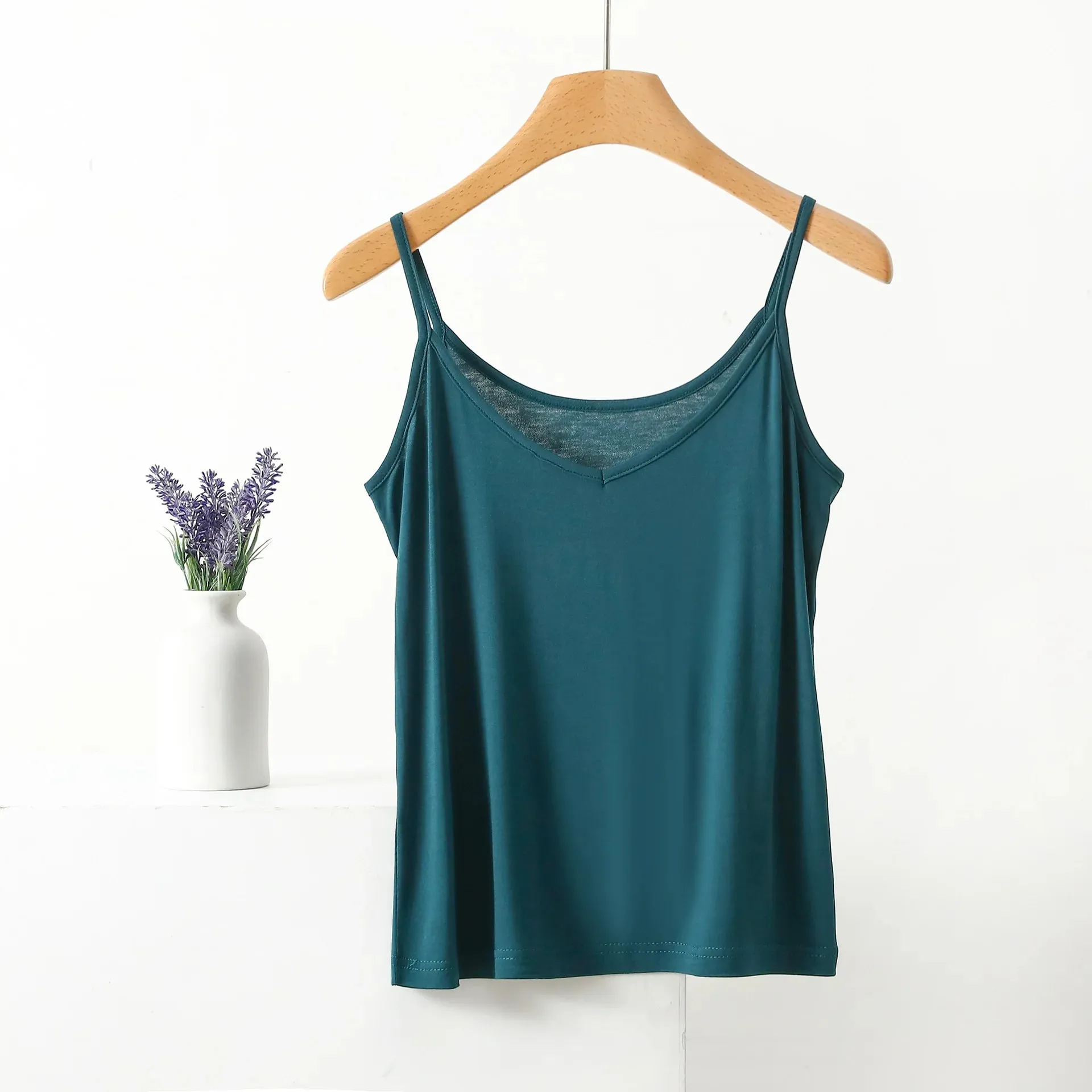 Spaghetti Strap Top Women Halter V-Neck Basic Cami Sleevless tank tops Women's Summer Camisole Solid color